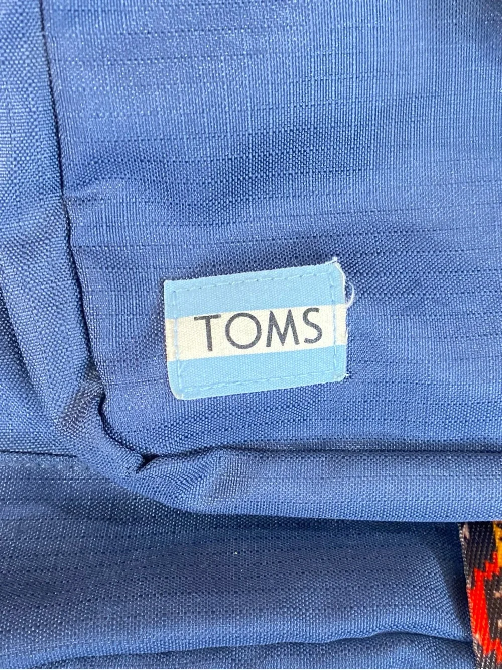 TOMS Stand Up To Bullying Backpack Navy w Patterned Trim Durable Water Resistant